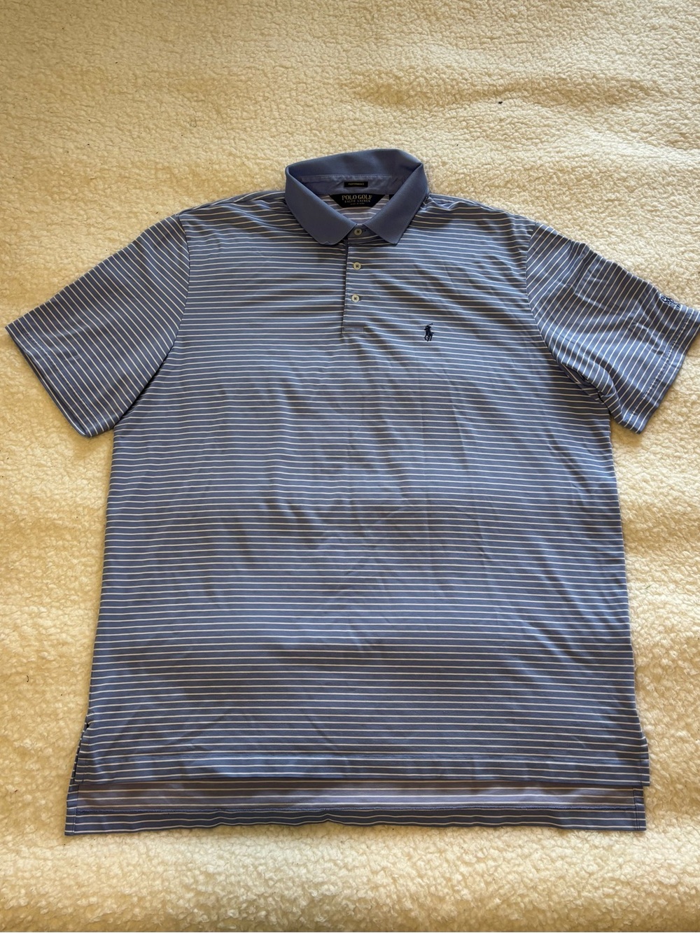 Polo Golf Ralph Lauren Men Blue Stripes Performance Polo Shirt